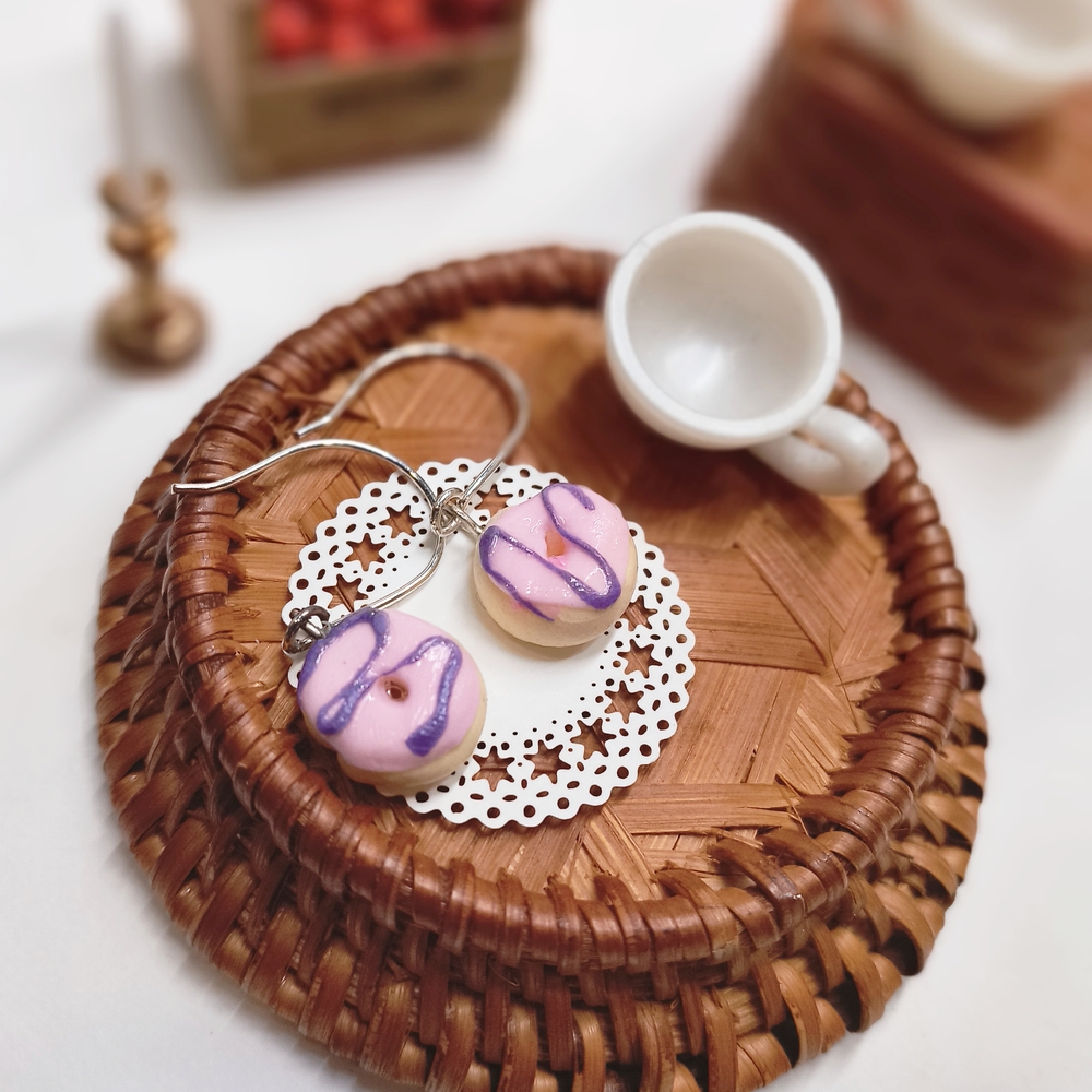 Pink Frosted Doughnut Earrings